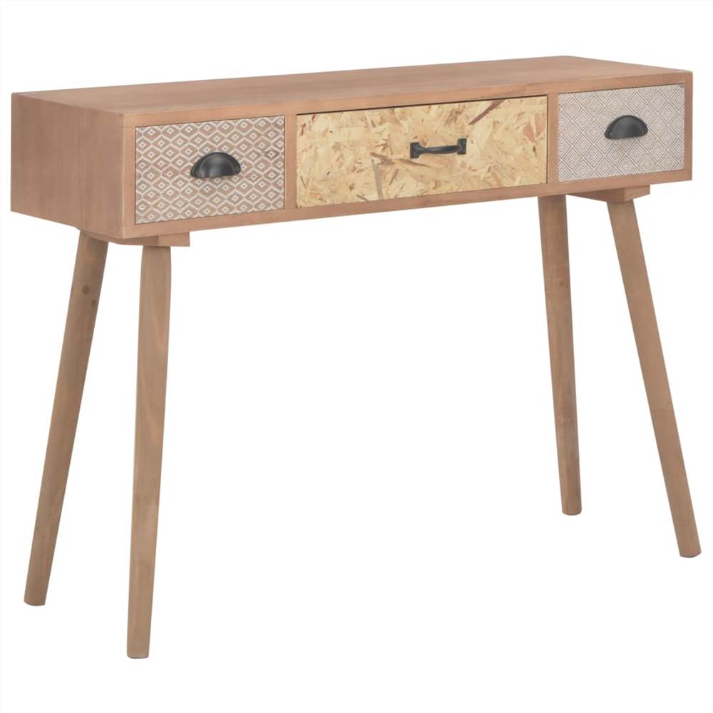 

Console Table with 3 Drawers 100x30x73 cm Solid Pinewood