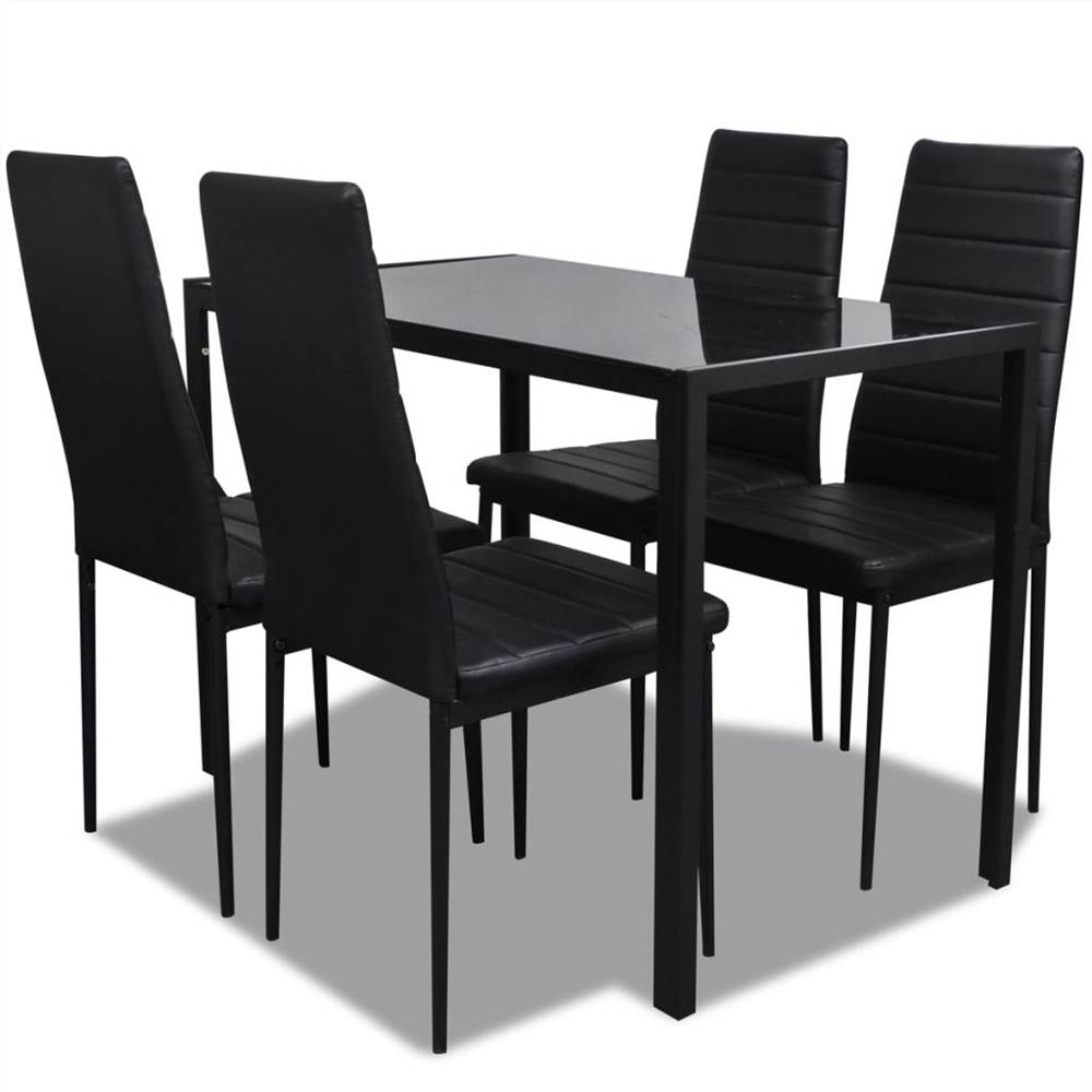 Contemporary Dining Set with Table and 4 Chairs Black
