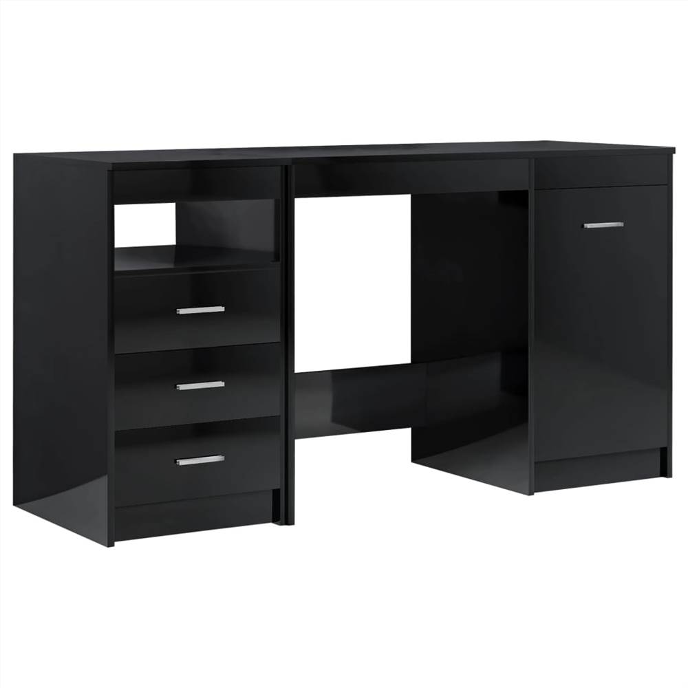 Desk High Gloss Black 140x50x76 cm Chipboard