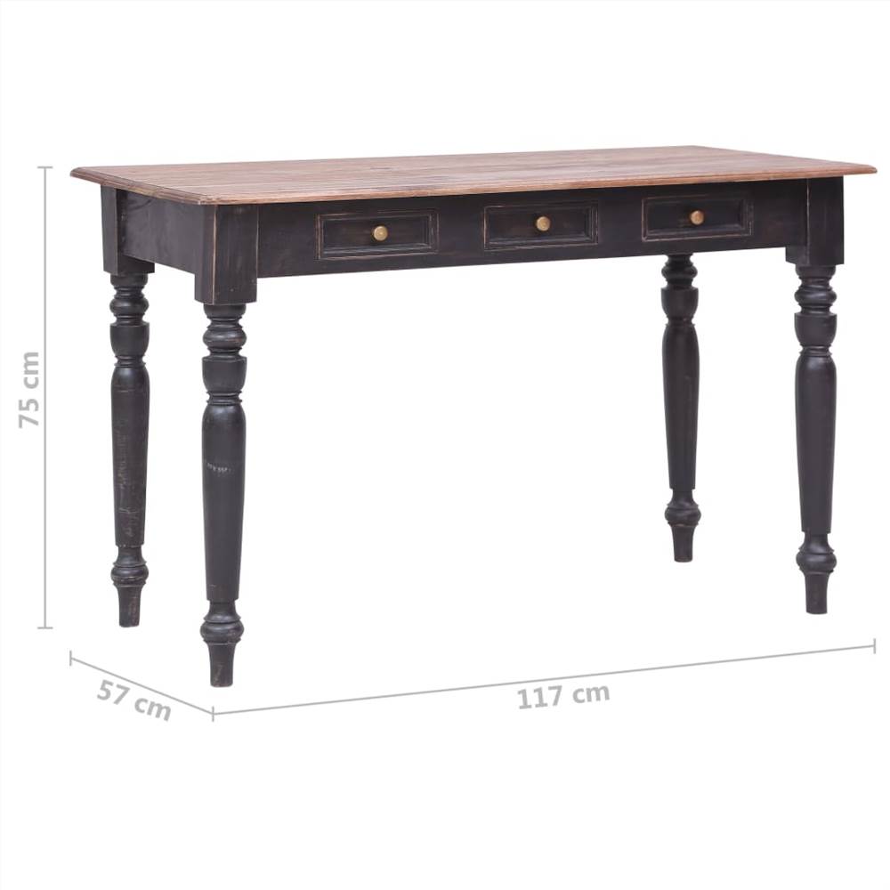 Desk with 3 Drawers 117x57x75 cm Solid Mahogany Wood