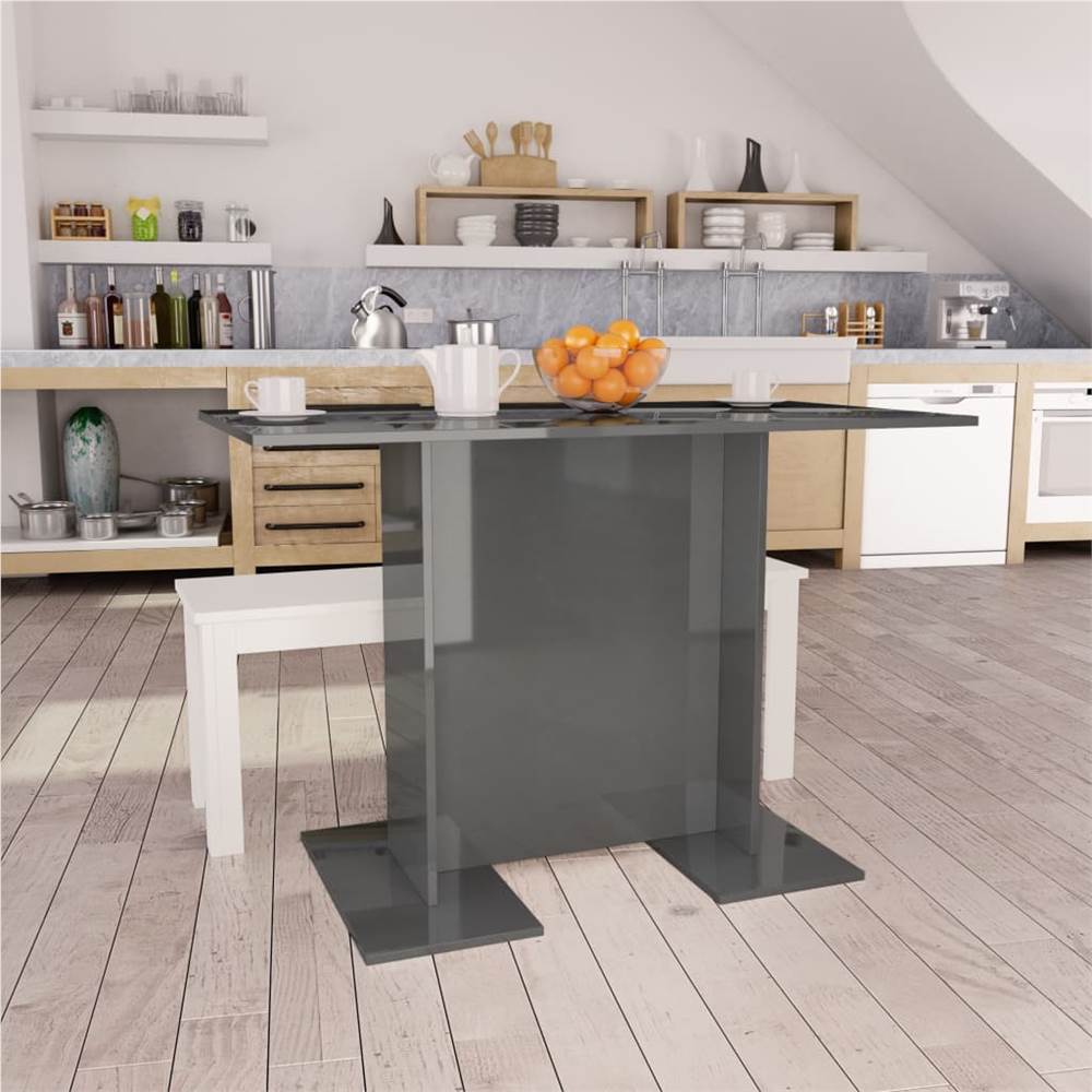

Dining Table High Gloss Grey 110x60x75 cm Chipboard