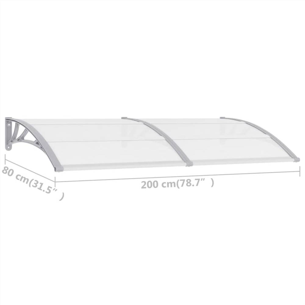 Door Canopy Grey and Transparent 200x80 cm PC