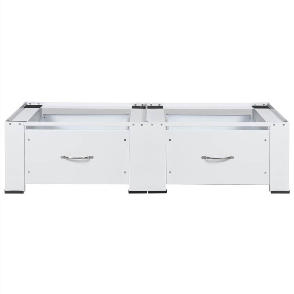 Double Washing and Drying Machine Pedestal with Drawers White