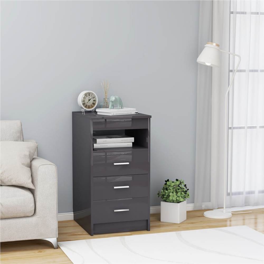 

Drawer Cabinet Hign Gloss Grey 40x50x76 cm Chipboard