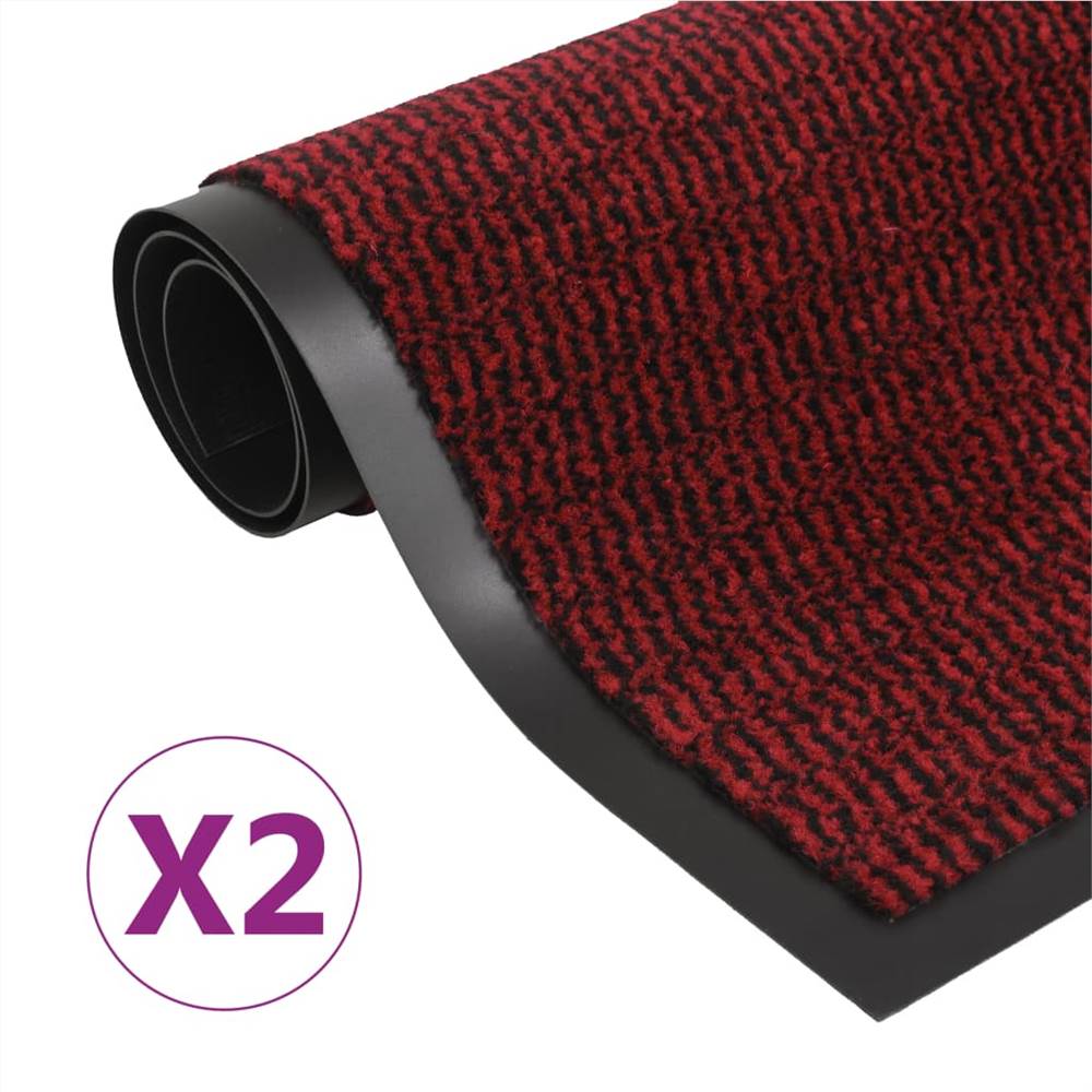Porvédő szőnyegek 2 db téglalap alakú, bundás, 40x60 cm piros