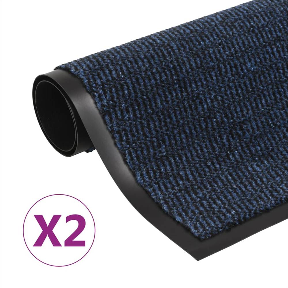 Porvédő szőnyegek 2 db téglalap alakú, bundás, 60x90 cm kék
