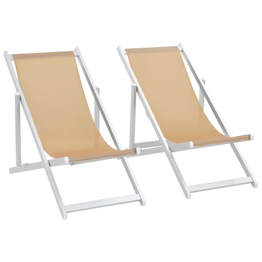 

Folding Beach Chairs 2 pcs Aluminium and Textilene Cream