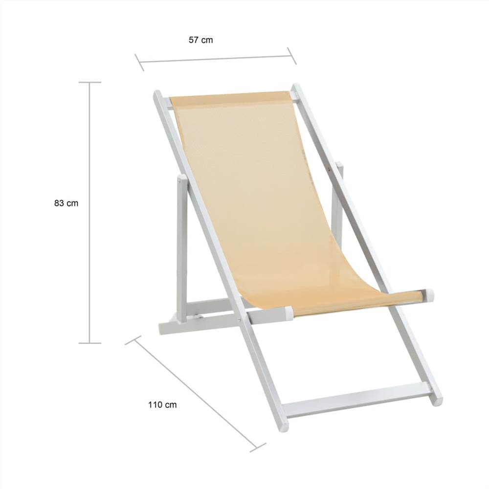 Folding Beach Chairs 2 pcs Aluminium and Textilene Cream