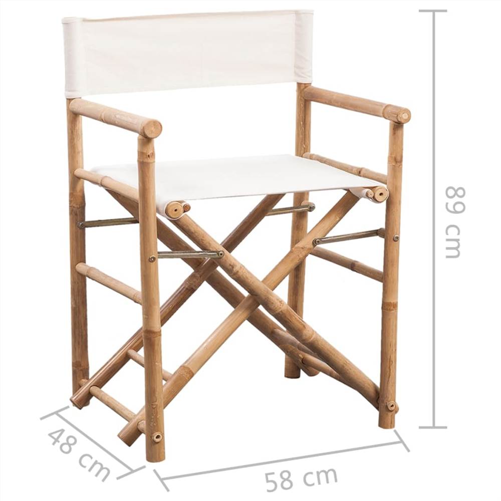 Folding Directors Chair 2 pcs Bamboo and Canvas