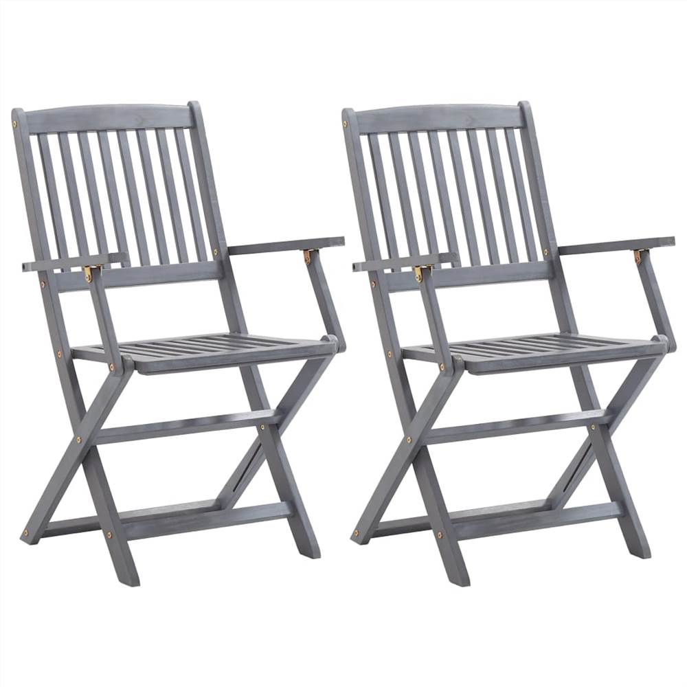 

Folding Outdoor Chairs 2 pcs Solid Acacia Wood