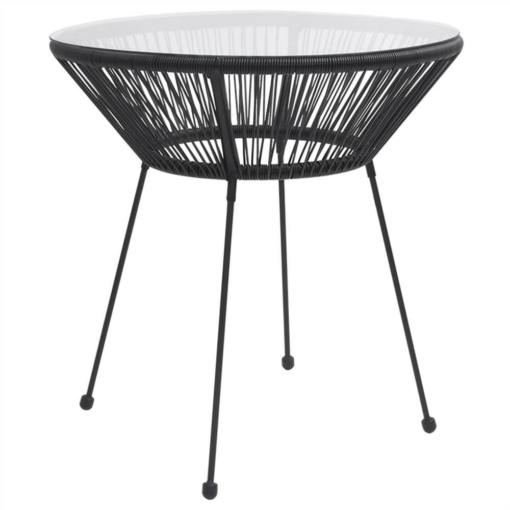 

Garden Dining Table Black Ø70x74 cm Rattan and Glass