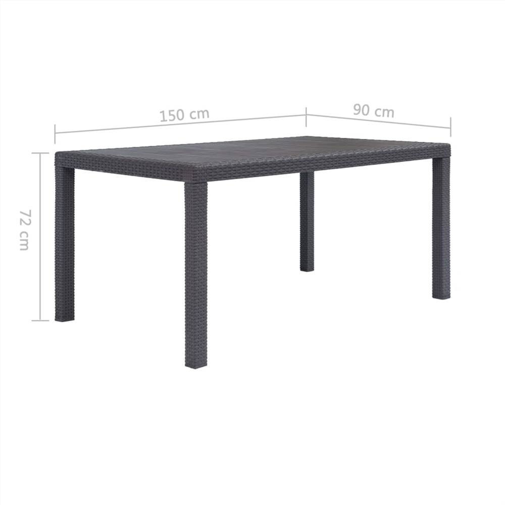 Garden Table Brown 150x90x72 cm Plastic Rattan Look