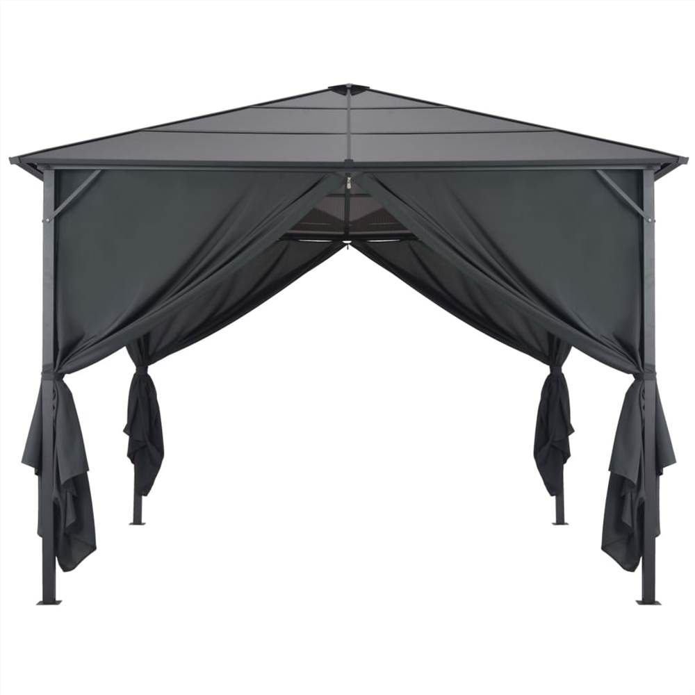 Gazebo with Curtain Aluminium 3x3 m Black