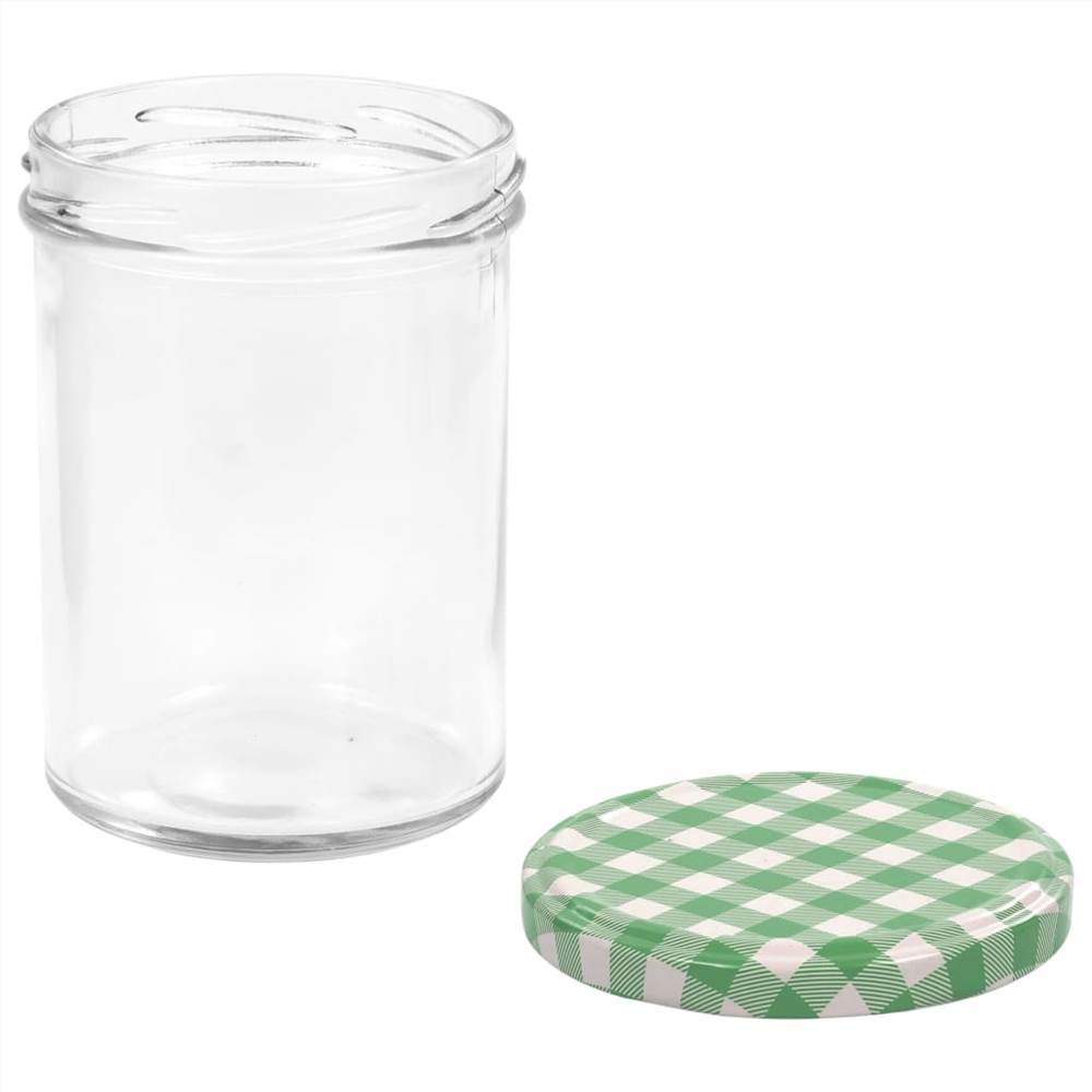 Glass Jam Jars with White and Green Lid 96 pcs 400 ml