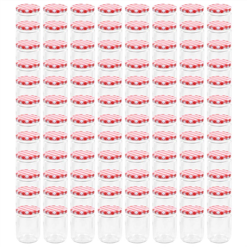 Glass Jam Jars with White and Red Lid 96 pcs 230 ml
