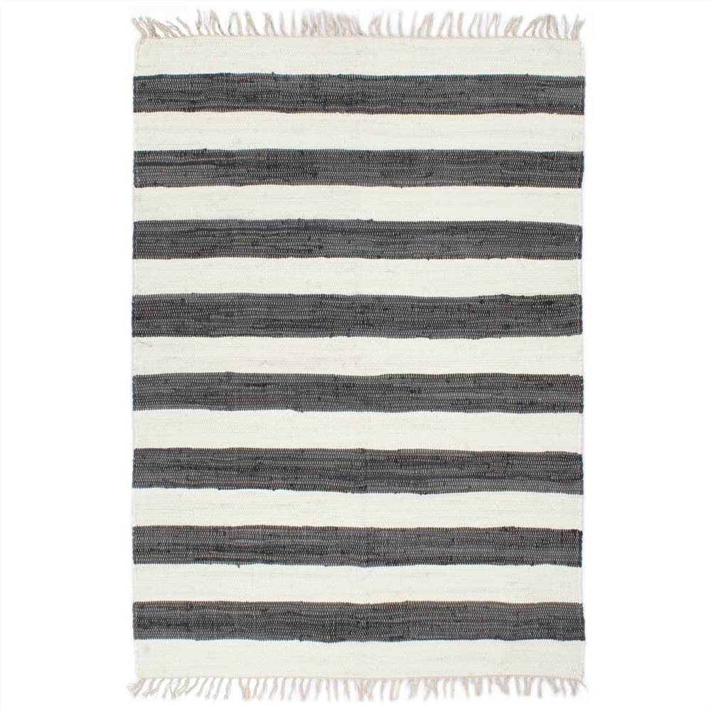 

Hand-woven Chindi Rug Cotton 120x170 cm Anthracite and White
