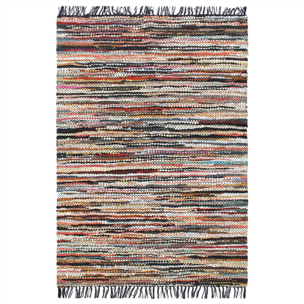 Ręcznie tkany dywanik Chindi skórzany 190x280 cm, wielokolorowy