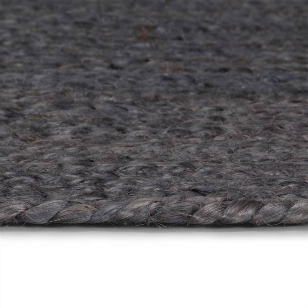 Handmade Rug Jute Round 120 cm Dark Grey