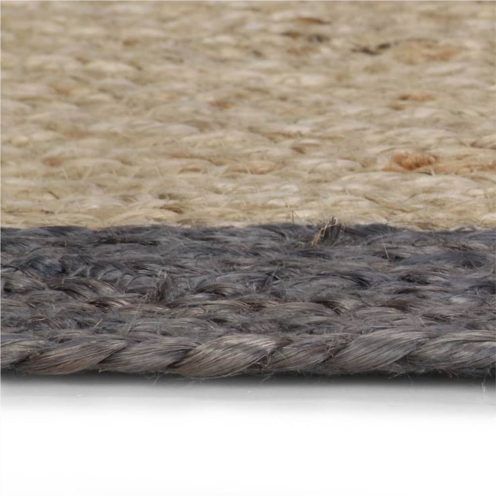 Handmade Rug Jute with Dark Grey Border 120 cm