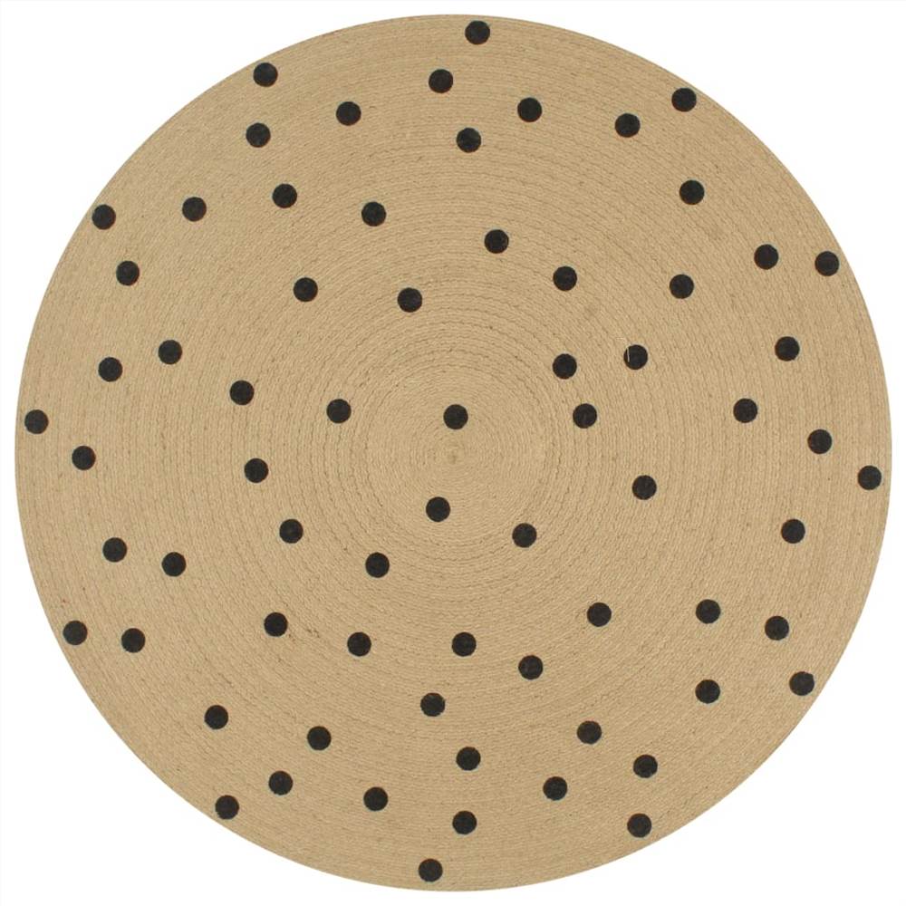 

Handmade Rug Jute with Print Polka Dot 120 cm