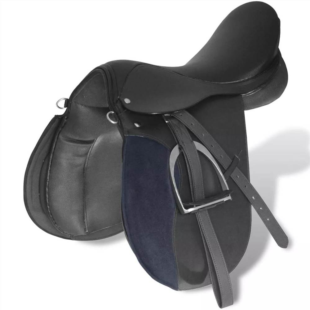 Horse Riding Saddle Set 17.5" Real Leather Black 18 Cm 5-in-1 17 Horse Riding Saddle Set 17.5" Real Leather Black 18 cm 5-in-1