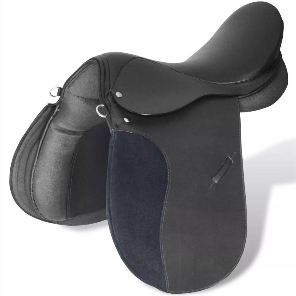 Horse Riding Saddle Set 17.5" Real Leather Black 18 Cm 5-in-1 18 Horse Riding Saddle Set 17.5" Real Leather Black 18 cm 5-in-1