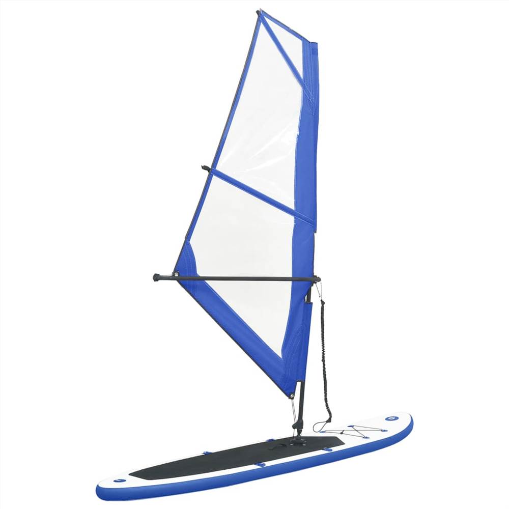 Inflatable Stand Up Paddleboard with Sail Set Blue and White