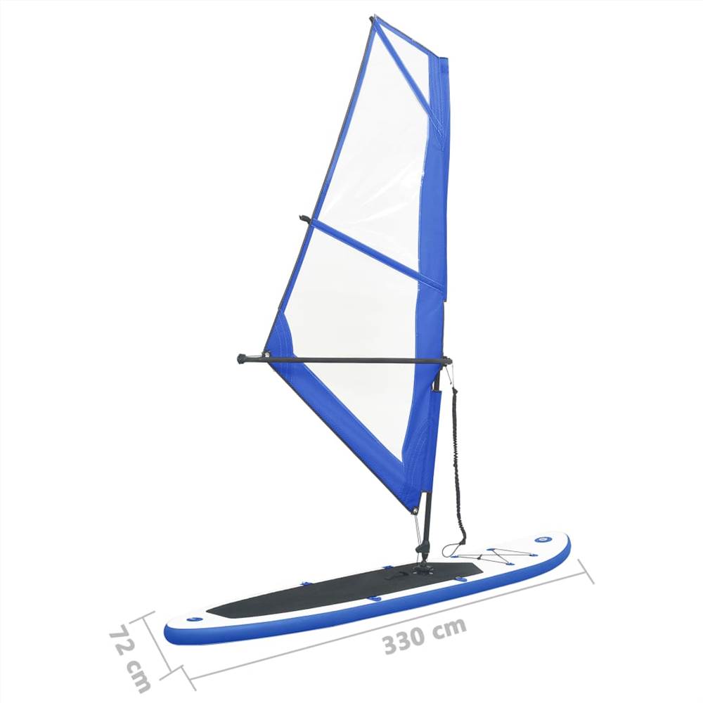 Inflatable Stand Up Paddleboard with Sail Set Blue and White