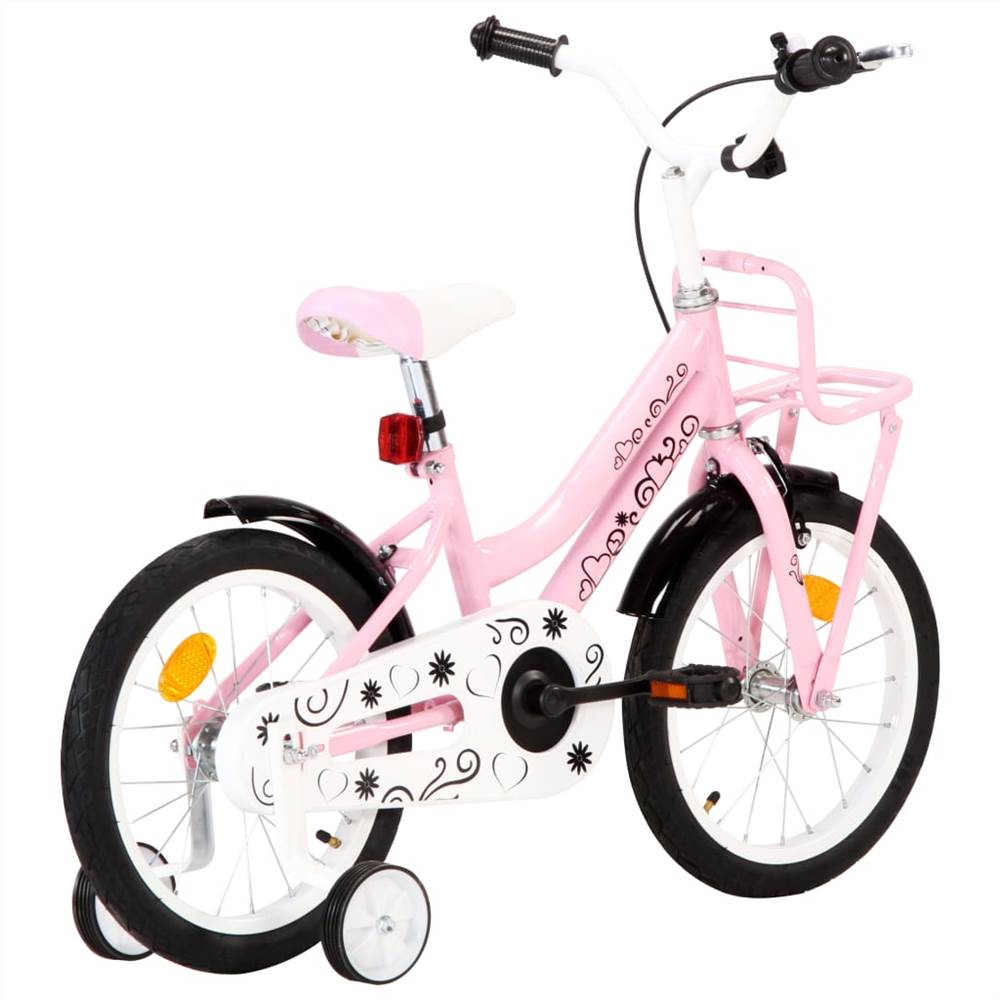 Kids Bike with Front Carrier 16 inch White and Pink