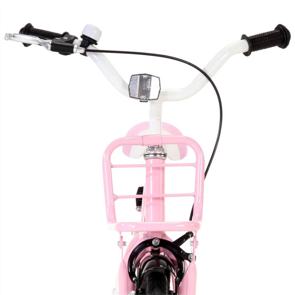 Kids Bike with Front Carrier 16 inch White and Pink