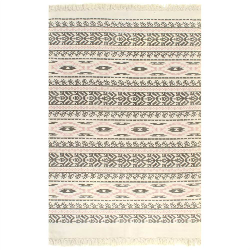 Kilim Rug Cotton 160x230 cm with Pattern Grey/Pink