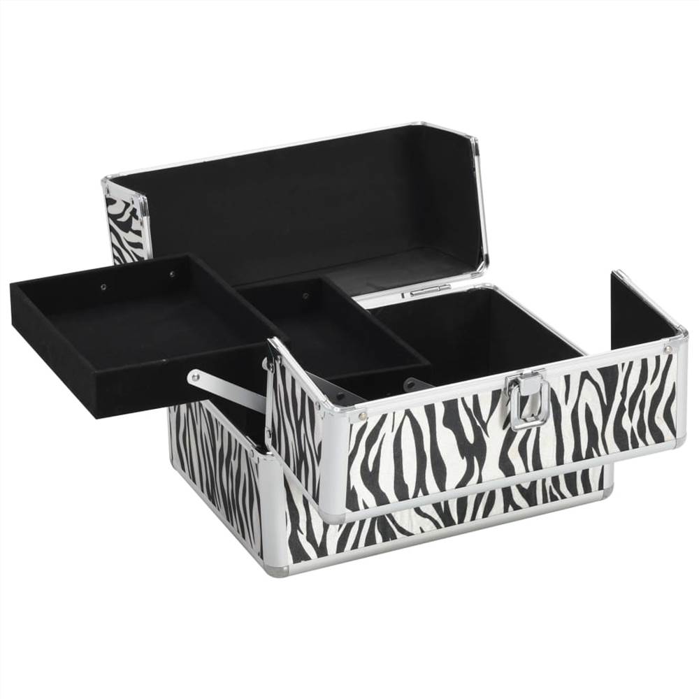 Make-up Case 22x30x21 cm Zebra Stripe Aluminium
