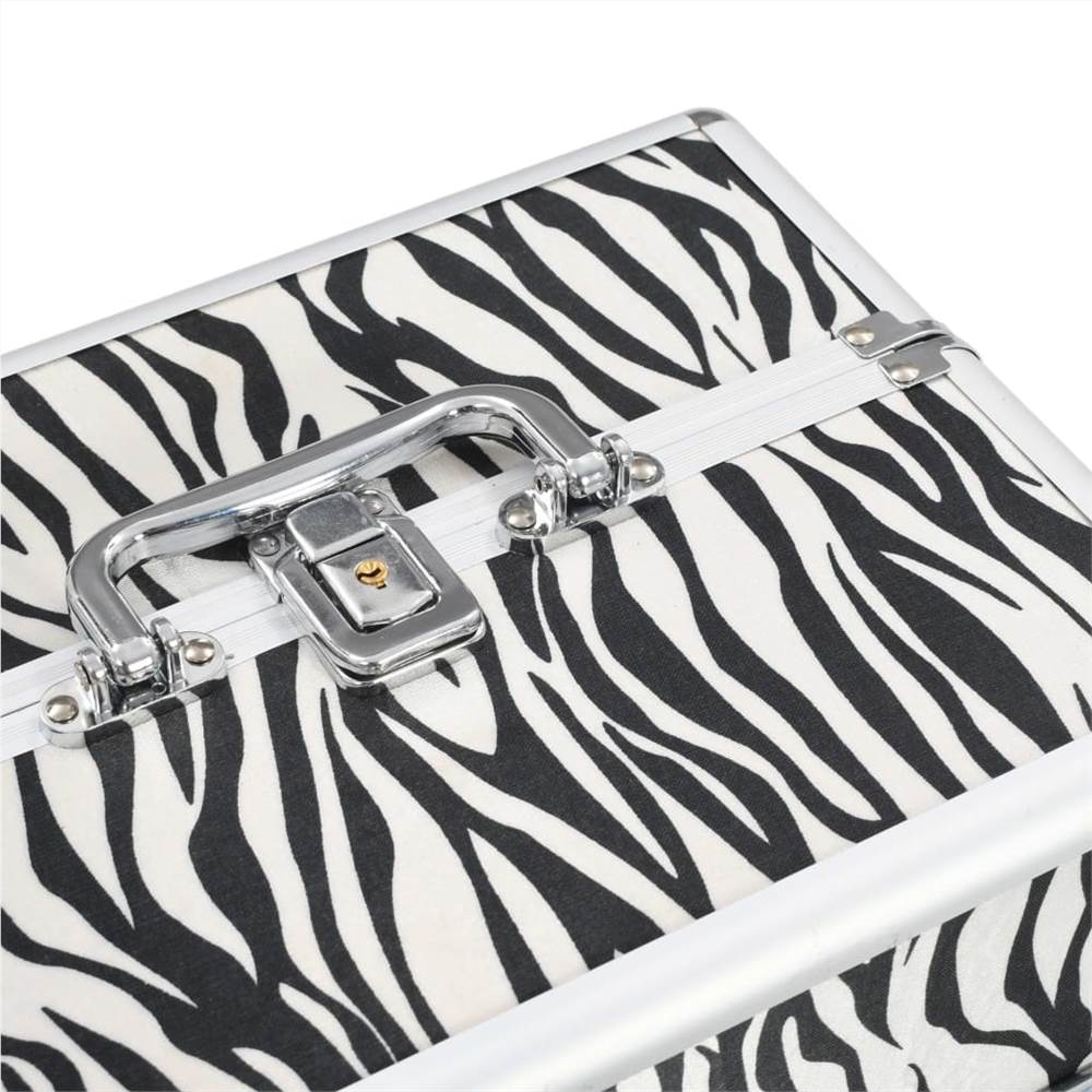 Make-up Case 22x30x21 cm Zebra Stripe Aluminium