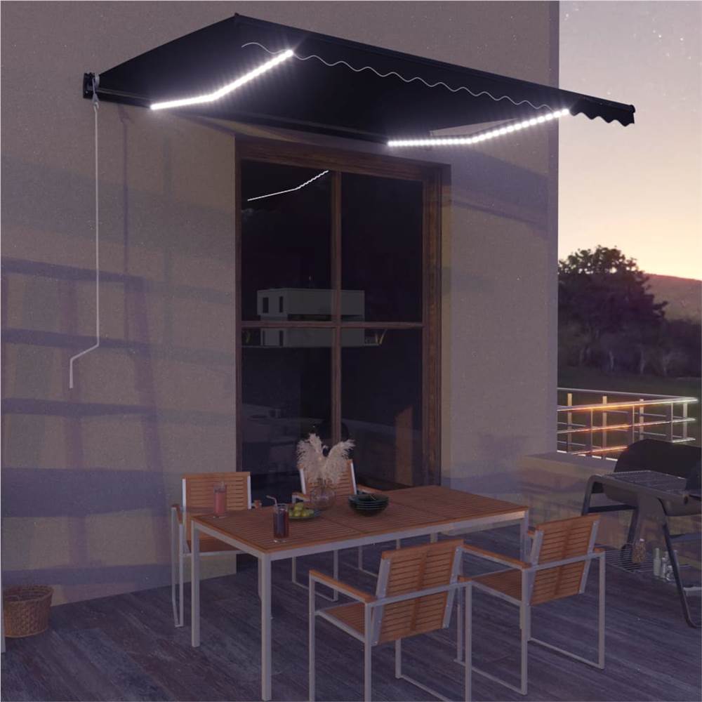Manual Retractable Awning with LED 400x300 cm Anthracite