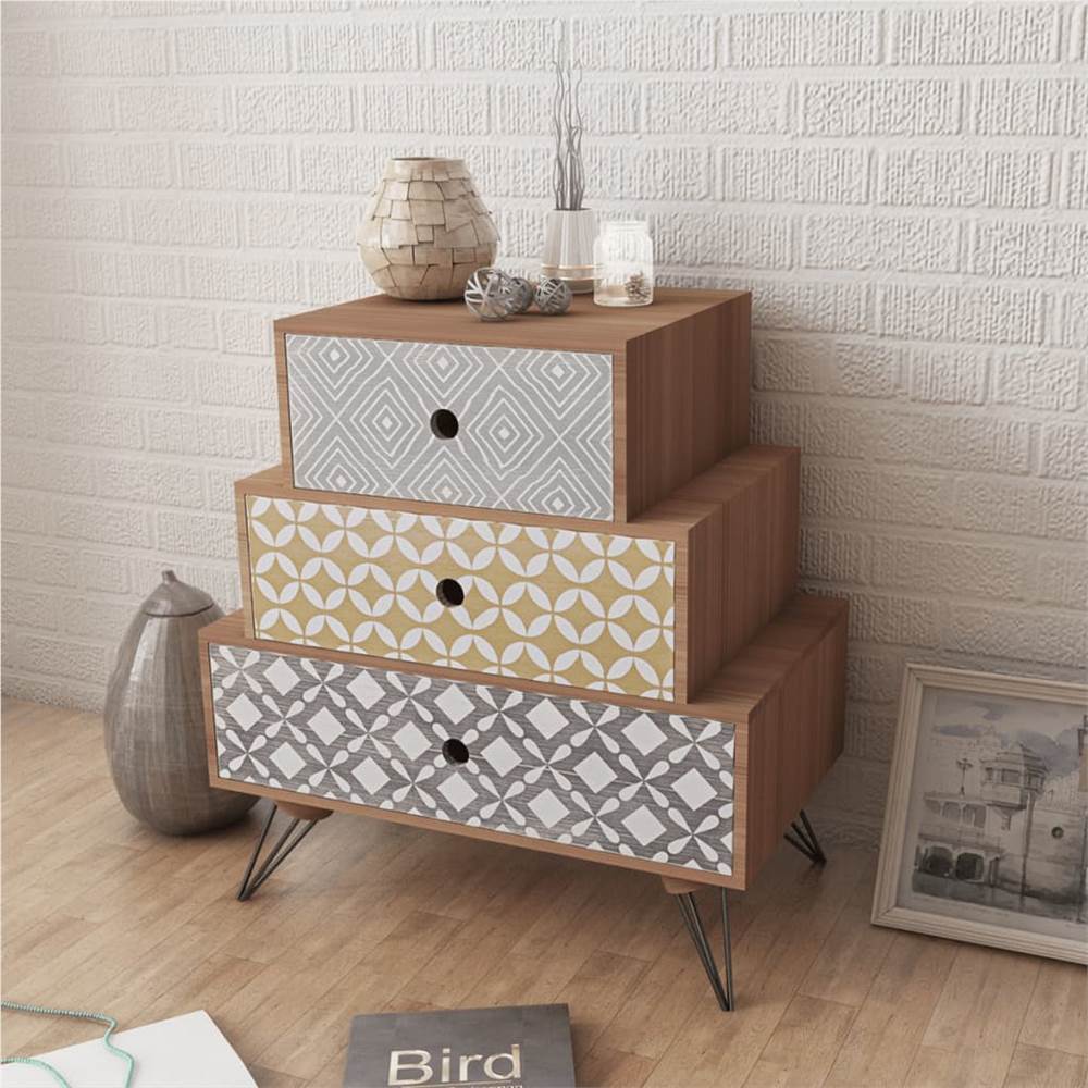 

Nightstand with 3 Drawers Brown