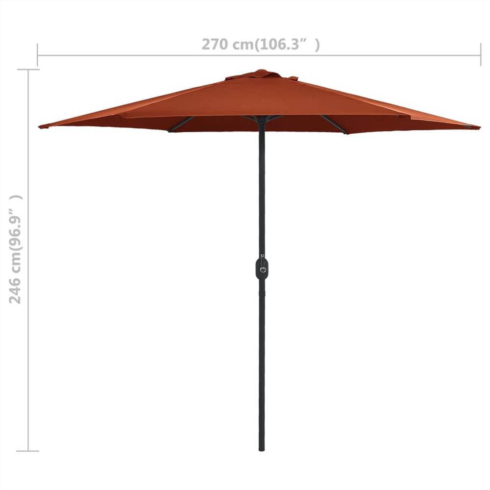 Outdoor Parasol with Aluminium Pole 270x246 cm Terracotta