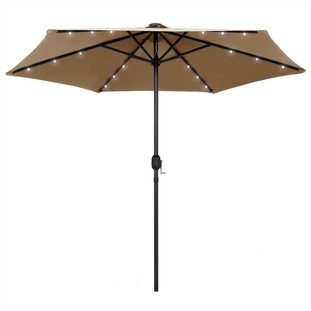 

Parasol with LED Lights and Aluminium Pole 270 cm Taupe