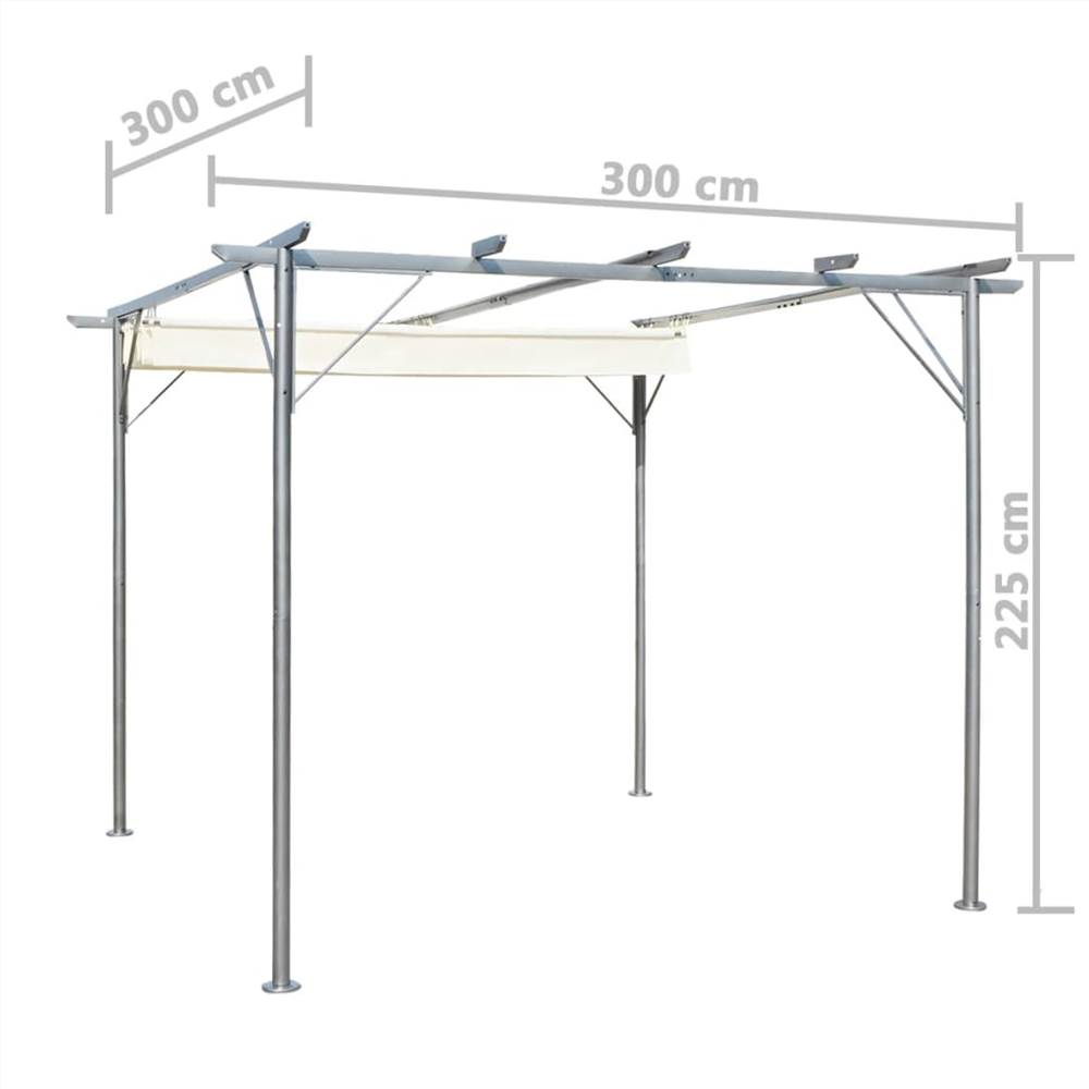 Pergola with Retractable Roof Cream White 3x3 m Steel