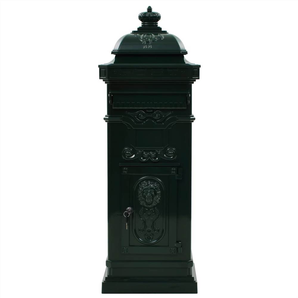 Pillar Letterbox Aluminium Vintage Style Rustproof Green