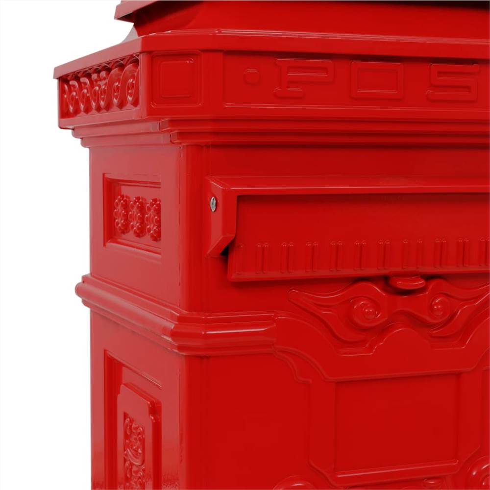 Pillar Letterbox Aluminium Vintage Style Rustproof Red