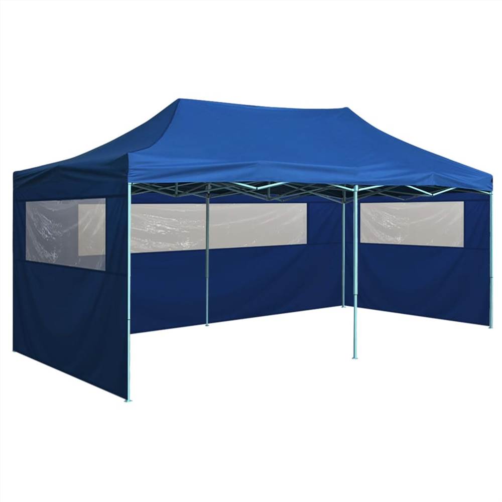 

Professional Folding Party Tent with 4 Sidewalls 3x6 m Steel Blue