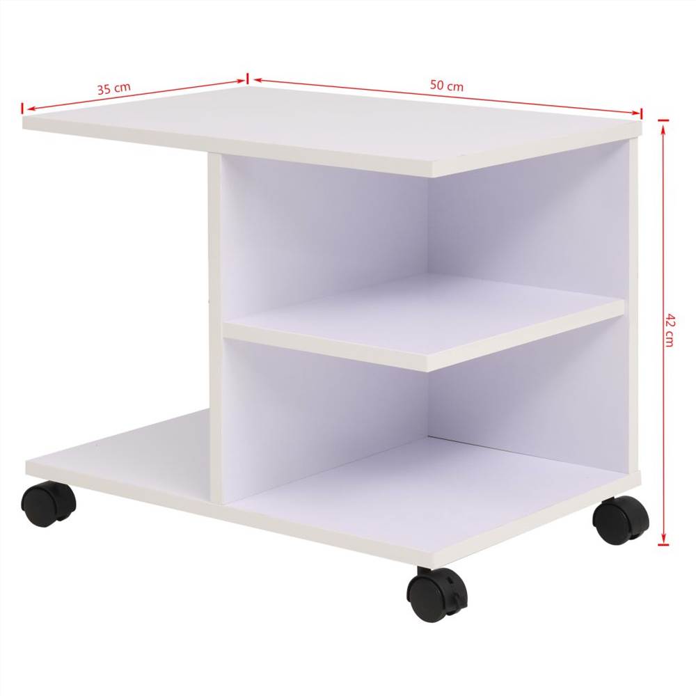 Rolling Shelf 50x35x42 cm White