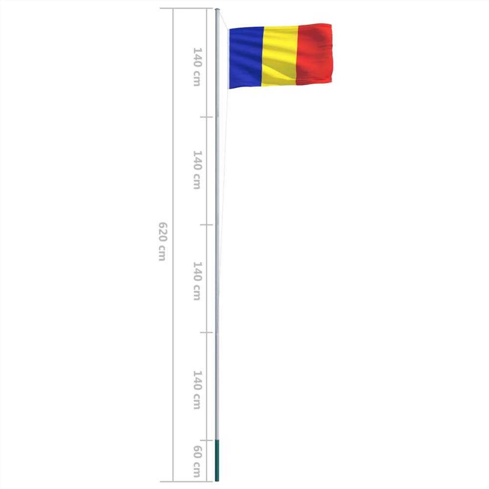 Romania Flag and Pole Aluminium 6,2 m