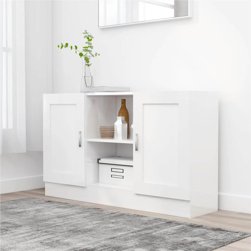 

Sideboard High Gloss White 120x30.5x70 cm Chipboard