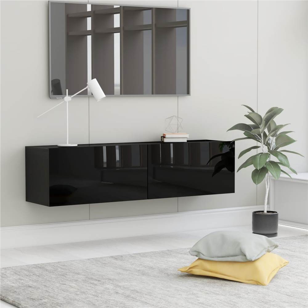 

TV Cabinet High Gloss Black 120x30x30 cm Chipboard