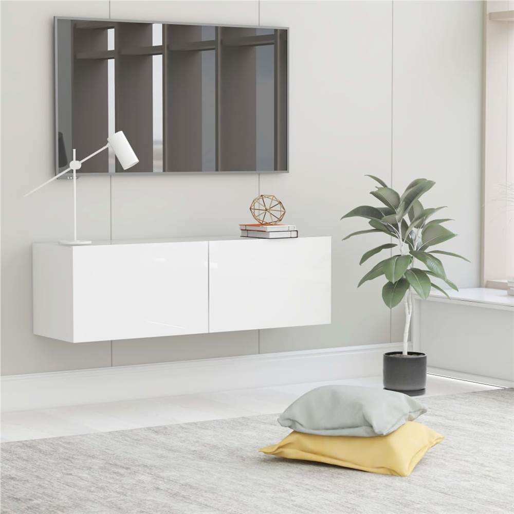 

TV Cabinet High Gloss White 100x30x30 cm Chipboard