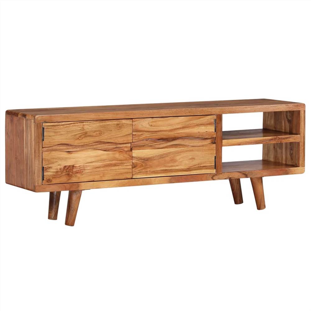 

TV Cabinet Solid Acacia Wood with Carved Doors 117x30x40 cm