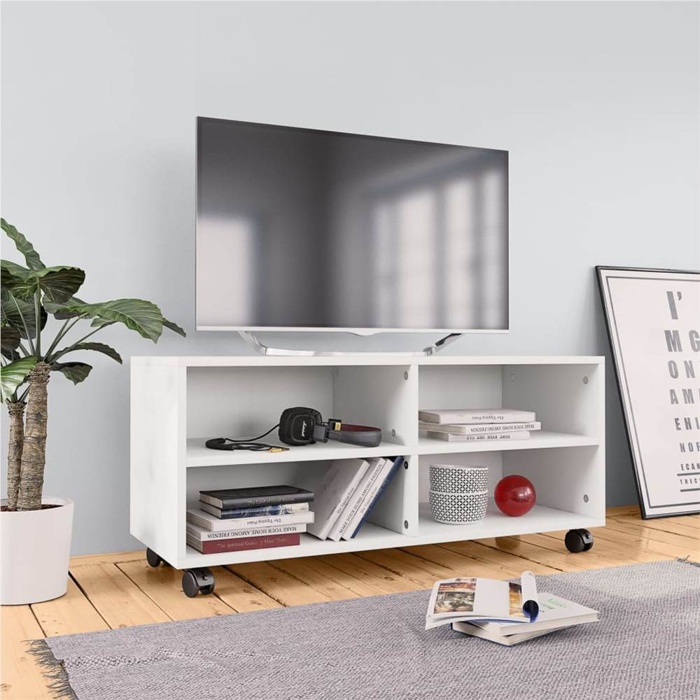 

TV Cabinet with Castors White 90x35x35 cm Chipboard