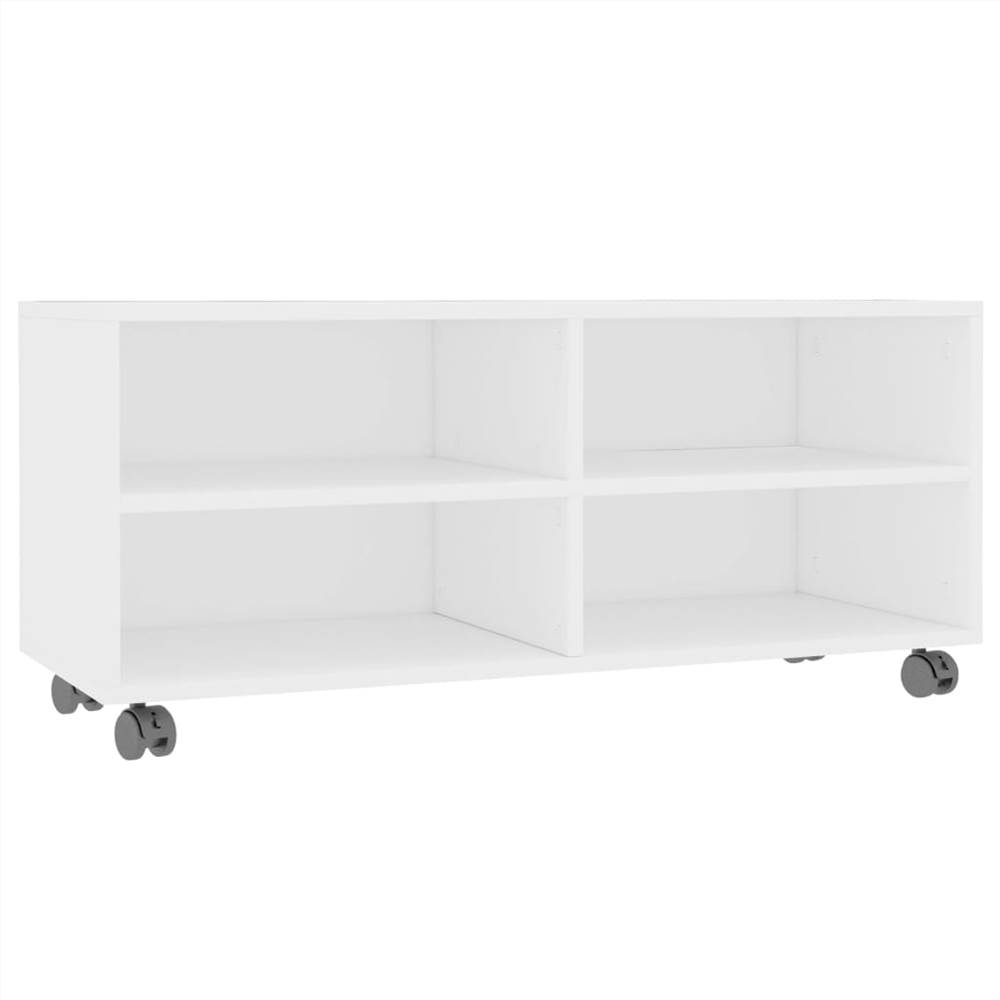 TV Cabinet with Castors White 90x35x35 cm Chipboard