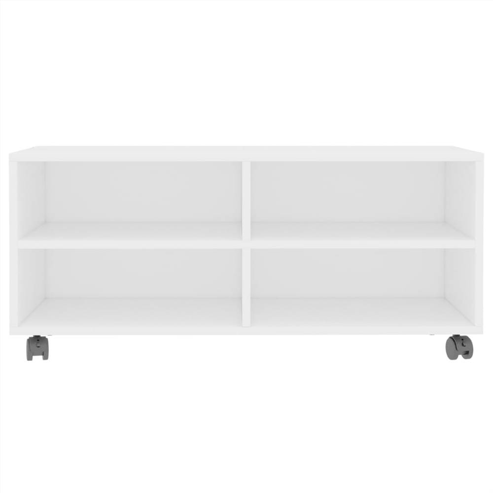 TV Cabinet with Castors White 90x35x35 cm Chipboard